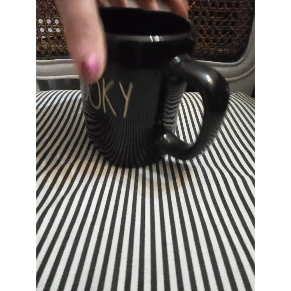 Rae Dunn Halloween Spooky Coffee Mug Black White Farmhouse